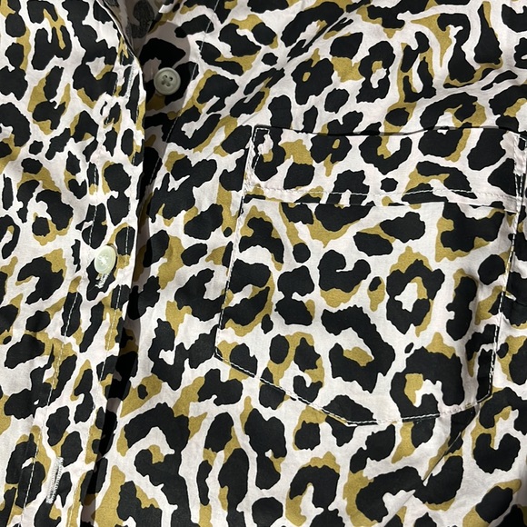 J. Crew leopard print button down polo collared shirt small NEW cotton - Picture 3 of 6